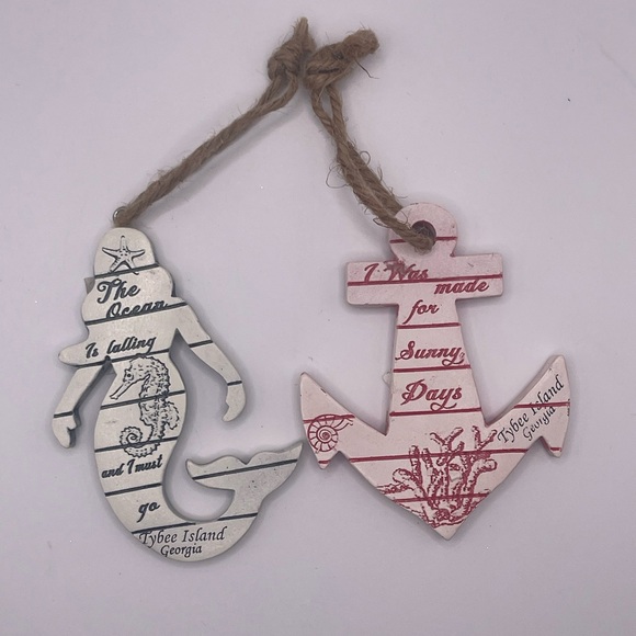 SET OF 2 TYBEE ISLAND GA MERMAID AND ANCHOR ORNAMENTS - Picture 2 of 5
